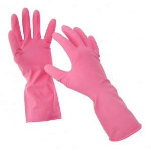 Перчатки резиновые с хлопковым напылением, размер L, цвет МИКС