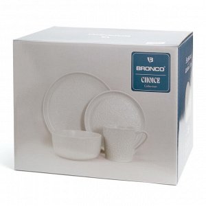 Обеденный сервиз из керамики Choice White с рельефным цветочным декором на 4 персоны, 1 шт.