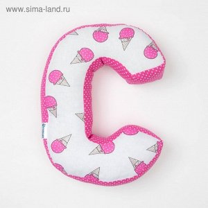 Мягкая буква подушка "С" 35х26 см, розовый, 100% хлопок, холлофайбер