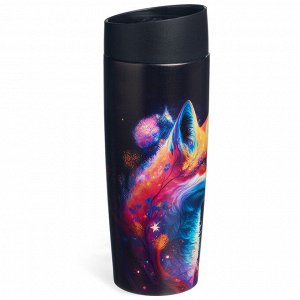 Термокружка AGNESS «Лиса» 360 мл — нержавеющая сталь 18/10, вакуумная изоляция, крышка с кнопкой-стоппером