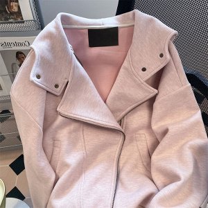 Куртка на молнии с капюшоном с длинными рукавами, розовая