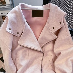 Куртка на молнии с капюшоном с длинными рукавами, розовая