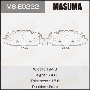 Колодки тормозные дисковые Masuma, задние, комплект на ось (4 шт), арт. MS-E0222