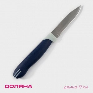 Нож для овощей кухонный Доляна «Страйп», лезвие 7.5 см, синий