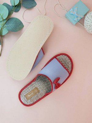 Женские тапочки с плетеной стелькой из рогожки для здоровья ножки, игриво украшены бантиком