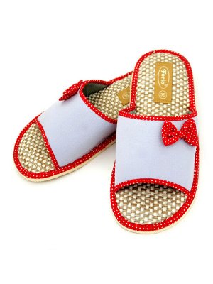Женские тапочки с плетеной стелькой из рогожки для здоровья ножки, игриво украшены бантиком