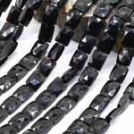 Морион камень прямоугольник с гранями 8*10мм, 38см, 38 бусин