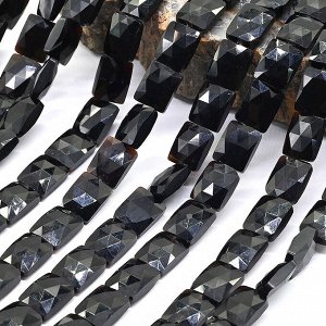 Фелиция Морион камень прямоугольник с гранями 8*10мм, 38см, 38 бусин