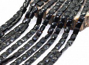 Фелиция Морион камень прямоугольник с гранями 8*10мм, 38см, 38 бусин