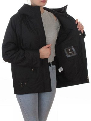 9661 BLACK Куртка демисезонная женская (100 гр. холлофайбер)