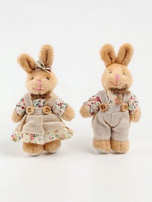 Мягкая игрушка «Зайчик в комбинезоне», 11x7x5 см