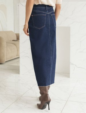 Джинсовая юбка из плотной эластичной джинсы 13OZ. темно-синий