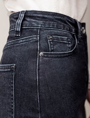 Джинсовая юбка из плотной эластичной джинсы 13OZ. черный