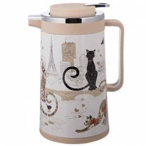 Термос Paris Cats 950 мл с клапанной крышкой и стеклянной колбой, 1 шт.