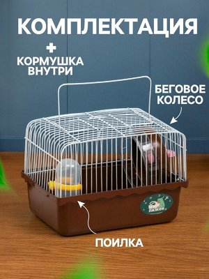 Клетка для грызунов «Пижон», 23x17x17 см, коричневая