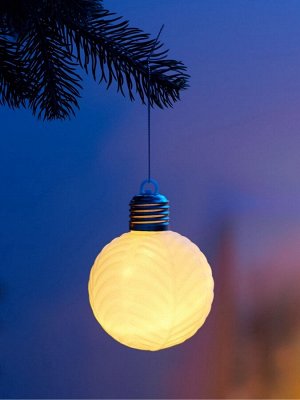 Елочный шар «Белый бархат» 8 см, 1 LED, от батареек LR44x3, свечение тёплое белое