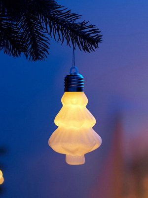 Елочный шар «Бархатная елочка» 12x8 см, 1 LED, от батареек LR44x3, свечение тёплое белое