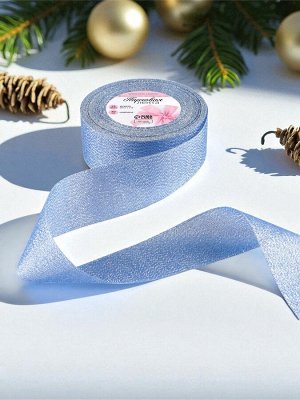 Лента парчовая, 40 мм, 23±1 м, синяя №037