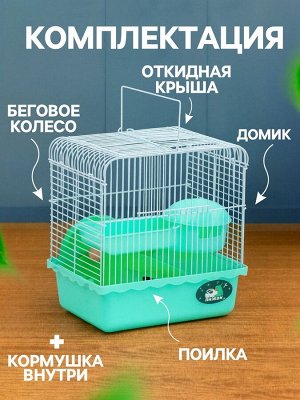 Клетка для грызунов «Пижон», 23x17x26 см, эмаль, зелёная