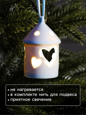 Светодиодная фигура «Дом с сердцем», 9.3x6x6 см, 1 LED, на батарейках LR44x3 шт, тёплый белый свет