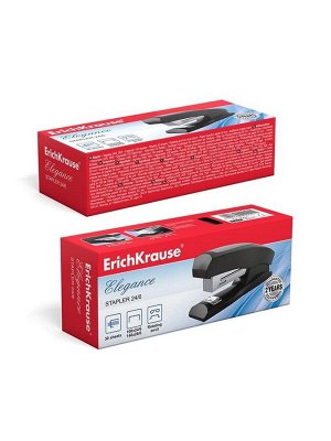 Степлер ErichKrause Elegance Half-strip №24/6 и 26/6, до 30 листов, вмещает до 100 скоб, глубина закладки бумаги до 55 мм, чёрный