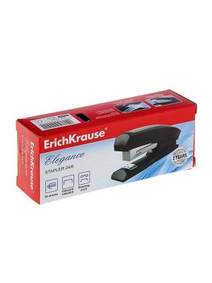 Степлер ErichKrause Elegance Half-strip №24/6 и 26/6, до 30 листов, вмещает до 100 скоб, глубина закладки бумаги до 55 мм, чёрный