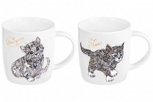 Набор кружек "Котята" 380 мл, 2 шт, NEW BONE CHINA