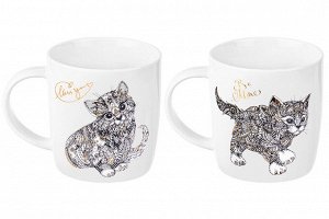Набор кружек "Котята" 380 мл, 2 шт, NEW BONE CHINA