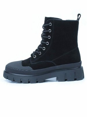 04-297-1M BLACK Ботинки зимние женские (натуральная замша, шерсть)