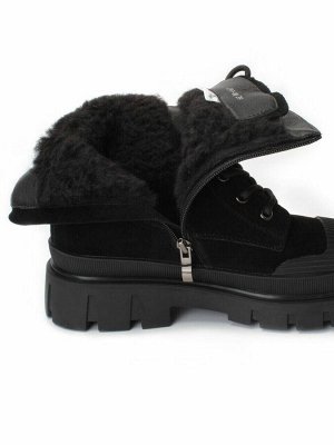 04-297-1M BLACK Ботинки зимние женские (натуральная замша, шерсть)