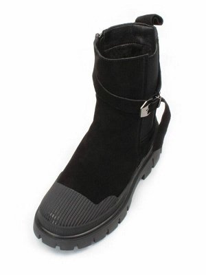 04-296-1M BLACK Ботинки зимние женские (натуральная замша, шерсть)