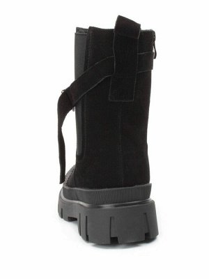 04-296-1M BLACK Ботинки зимние женские (натуральная замша, шерсть)