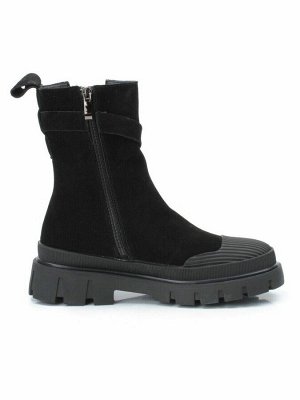 04-296-1M BLACK Ботинки зимние женские (натуральная замша, шерсть)