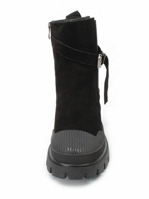 04-296-1M BLACK Ботинки зимние женские (натуральная замша, шерсть)