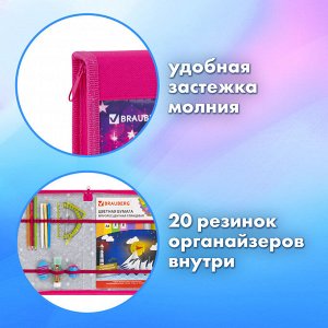 Папка на молнии BRAUBERG А4 с ручкой, с органайзером, 1 отделение, Cute fox, 272217