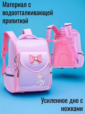 Рюкзак школьный, цвет сиреневый с розовым