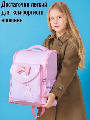 Рюкзак школьный, цвет сиреневый с розовым