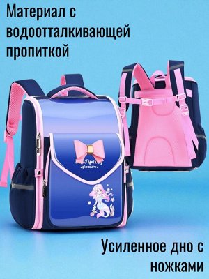 Рюкзак школьный, цвет темно-синий с розовым