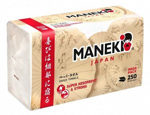 Полотенца бумажные листовые однослойные "Maneki" KABI, белые, V-сложения (225х215мм), 250 шт./упак