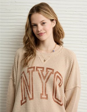 AE Big Hug Crew Neck Waffle Sweatshirt