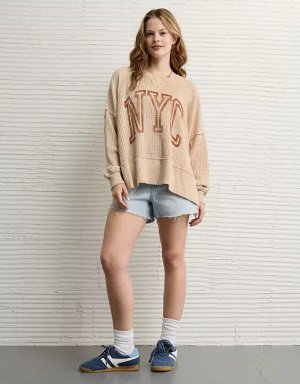 AE Big Hug Crew Neck Waffle Sweatshirt