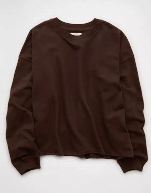AE Everyday Luxe Cropped Cut-Off Sweatshirt