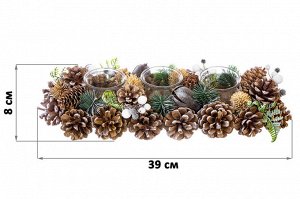 Подсвечник "Снежный лес" для 3 свечей, прямоугольный, 39x15x8 см