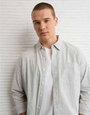 AE Everyday Relaxed Fit Plaid Button-Up Shirt