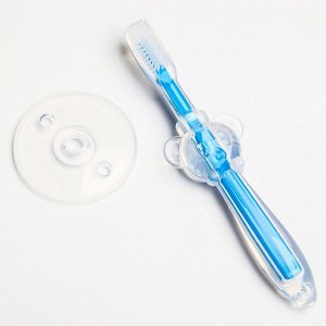 Зубная щётка детская, силиконовая с ограничителем, от 0 мес., цвет голубой
