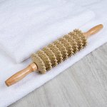 Массажёр для спины «Скалка», 9 колёс, деревянный