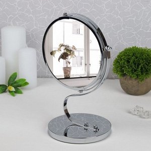 Зеркало настольное, двустороннее, с увеличением, d зеркальной поверхности 16 см, цвет серебряный, УЦЕНКА