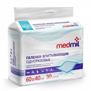 Пеленки впитывающие одноразовые «Medmil» Эконом, 60*40, 30 шт