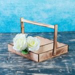 Ящик с ручкой для цветов и макарун, обожжённый, с ручкой 25х23х4,5см