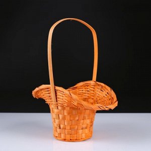 Корзина плетёная, бамбук, оранжевая, (шляпка с изгибом)